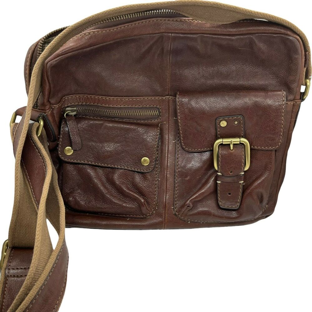 Fossil Satchel Handbag Womens Brown Casual Leather Adjustable Strap Vintage